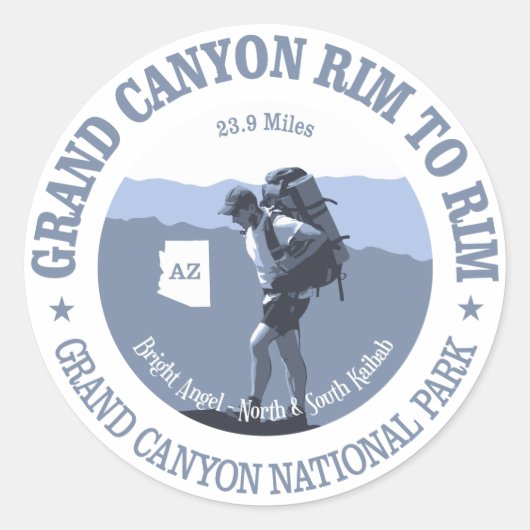 Grand Canyon Rim to Rim Trail (BG) Ronde Sticker (Voorkant)