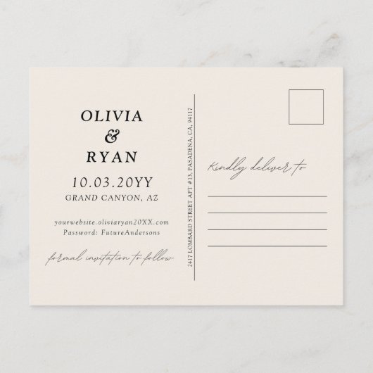 Grand Canyon Save the Date Briefkaart Bruiloft (Achterkant)