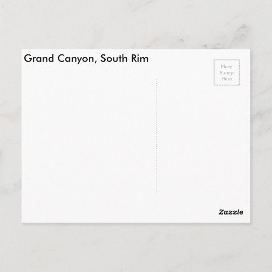 Grand Canyon, South Rim Arizona Post Card Briefkaart (Achterkant)