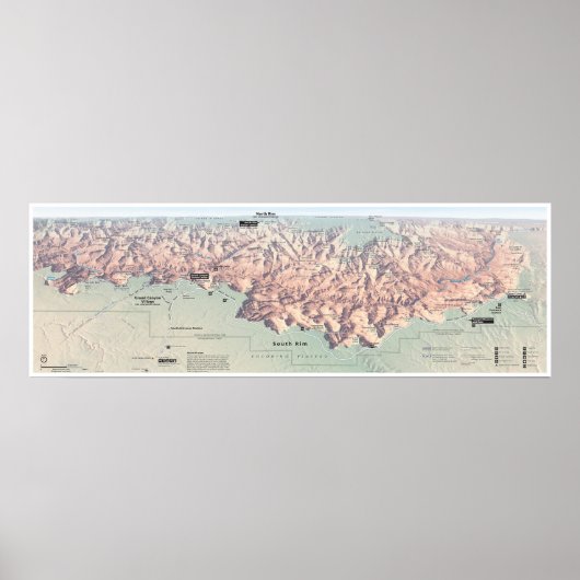 Grand Canyon South Rim map poster (Voorkant)