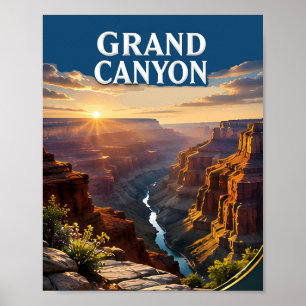 Grand Canyon South Rim Zonsondergang Reizen Poster