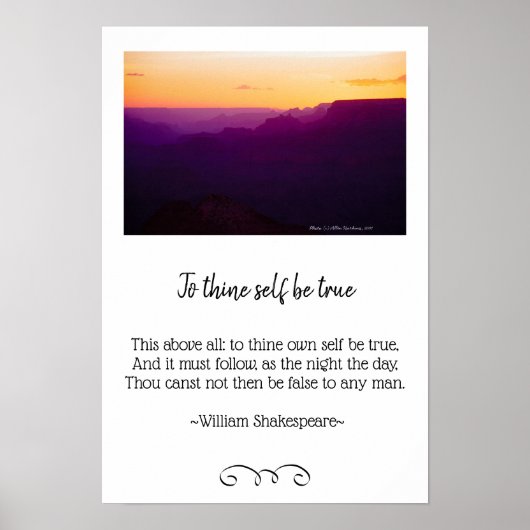Grand Canyon Sunset and Shakespeare Photo Poster (Voorkant)