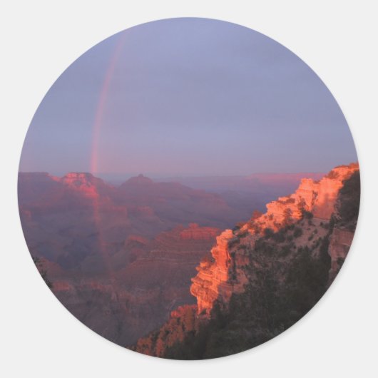 Grand Canyon Sunset Rainbow Ronde Sticker (Voorkant)