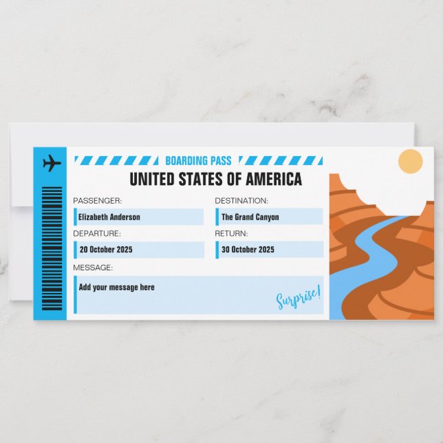 Grand Canyon Surprise Trip Ticket (Voorkant)
