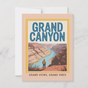 Grand Canyon USA Retro Nationaal Park Wandelaar Briefkaart