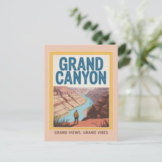 Grand Canyon USA Retro National Park Hiker Briefkaart (Staand voorkant)