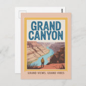 Grand Canyon USA Retro National Park Hiker Briefkaart (Voorkant / Achterkant)