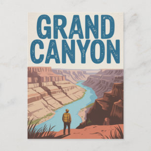Grand Canyon USA Vintage Nationaal Park Wandelaar Briefkaart