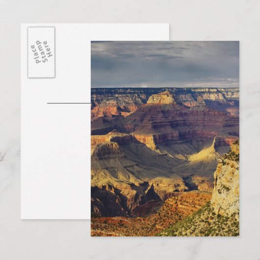 Grand Canyon van de zuidrand bij zonsondergang; Briefkaart (Voorkant / Achterkant)