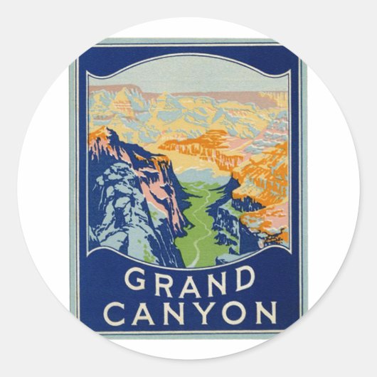 Grand Canyon - Vintage reizen Ronde Sticker (Voorkant)