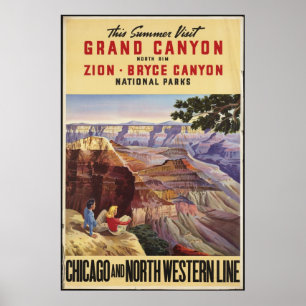 Grand Canyon Vintage Travel Poster en Retro Prints