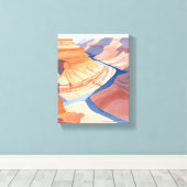 Grand Canyon | Waterverf landschapsschilderkunst Canvas Afdruk (Insitu (Houten vloer))