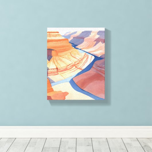Grand Canyon | Waterverf landschapsschilderkunst Canvas Afdruk (Insitu (Houten vloer))