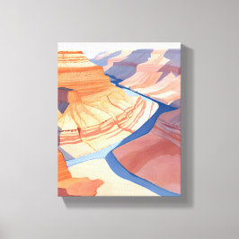 Grand Canyon | Waterverf landschapsschilderkunst Canvas Afdruk
