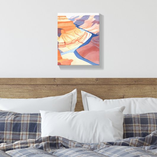 Grand Canyon | Waterverf landschapsschilderkunst Canvas Afdruk (Insitu (Slaapkamer))
