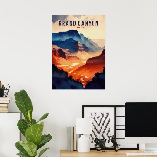 Grand Canyon Waterverf Poster (Thuiskantoor)