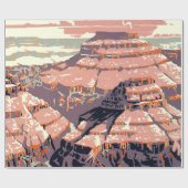 Grand Canyon Westerne grafische kunst Amerikaans Cadeaupapier (Vlak)