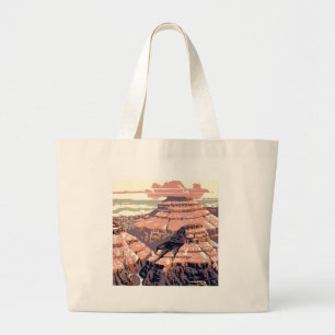 Grand Canyon Westerne grafische kunst Amerikaans Grote Tote Bag