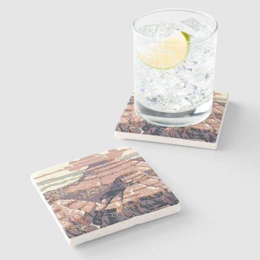 Grand Canyon Westerne grafische kunst Amerikaans Stenen Onderzetter (Zijkant)