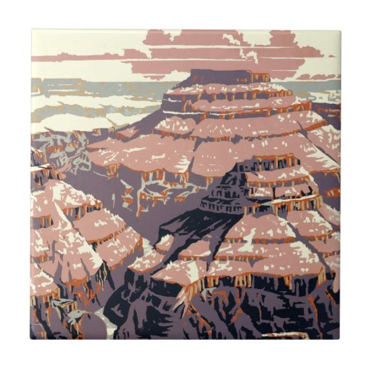 Grand Canyon Westerne grafische kunst Amerikaans Tegeltje (Voorkant)