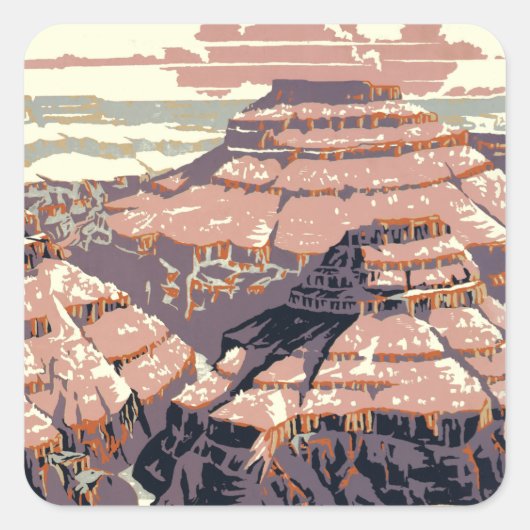 Grand Canyon Westerne grafische kunst Amerikaans Vierkante Sticker (Voorkant)