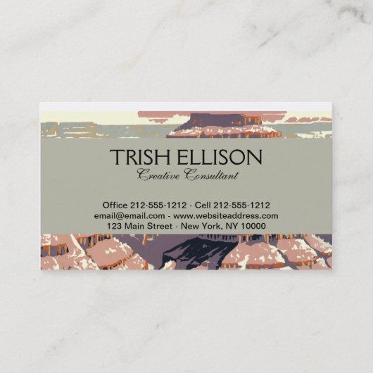 Grand Canyon Westerne grafische kunst Amerikaans Visitekaartje (Achterkant)