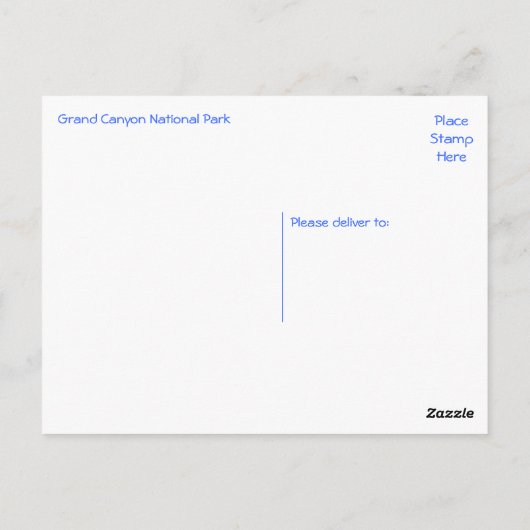 Grand Canyon, Yaki Point, Arizona USA Briefkaart (Achterkant)