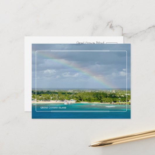 Grand Cayman Island Rainbow Bliss Briefkaart (Voorkant / Achterkant in situ)