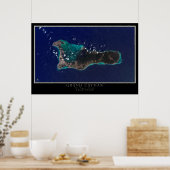 Grand Cayman Island van de ruimtesatellietkaart Poster (Keuken)