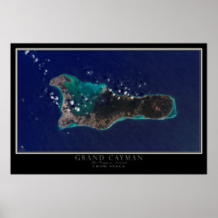 Grand Cayman Island van de ruimtesatellietkaart Poster