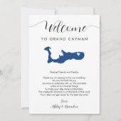 Grand Cayman Kaart Bruiloft Welkomstbrief Route (Voorkant)