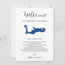 Grand Cayman Kaart Bruiloft Welkomstbrief Route