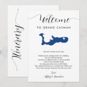 Grand Cayman Kaart Bruiloft Welkomstbrief Route (Voorkant / Achterkant)