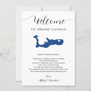 Grand Cayman Kaart Bruiloft Welkomstbrief Route