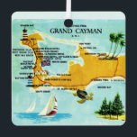 Grand Cayman kaart Metalen Ornament<br><div class="desc">Een  briefkaart kaart van Grand Cayman Island herbestemd op een ornament.</div>
