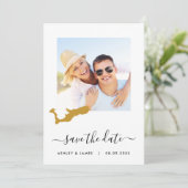 Grand Cayman Landkaart Foto Trouwkaart Save the Da Save The Date (Staand voorkant)