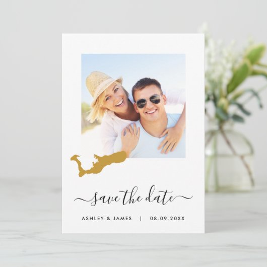 Grand Cayman Landkaart Foto Trouwkaart Save the Da Save The Date (Staand voorkant)