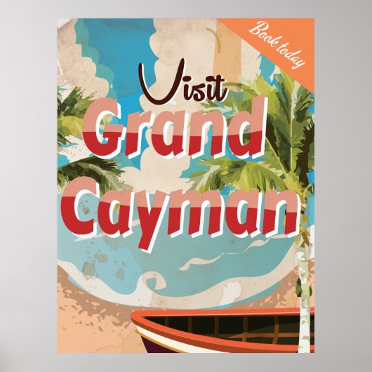Grand Cayman Oude Reisposter Poster (Voorkant)