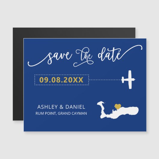 Grand Cayman Wedding Save the Date Kaart, Map Magnetische Uitnodiging (Voorkant / Achterkant)