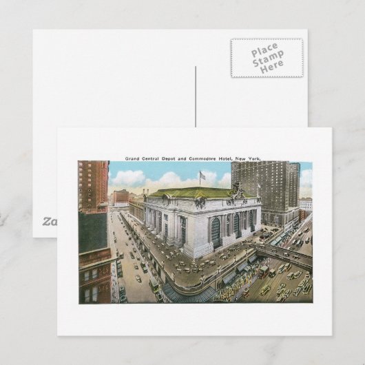 Grand Central Depot en Commodore Hotel, New York Briefkaart (Voorkant / Achterkant)