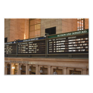 Grand Central Hudson Harlem Train Departures NYC Foto Afdruk