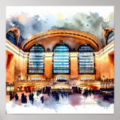 Grand Central Terminal Charm: Waterverf Print (Voorkant)