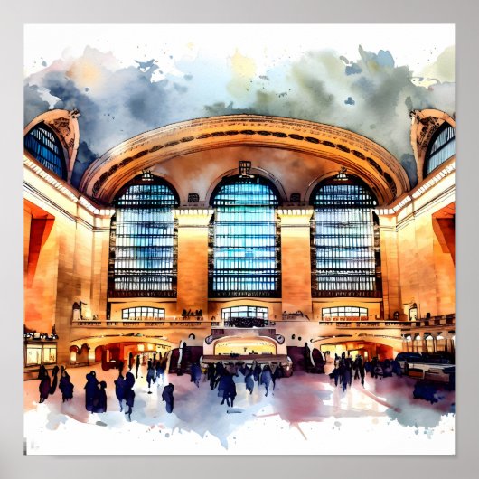 Grand Central Terminal Charm: Waterverf Print (Voorkant)
