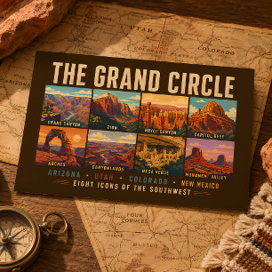 Grand Circle National Parks Landmarks Illustratie Briefkaart