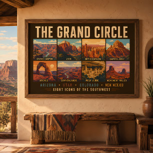 Grand Circle Nationale Parken Landmarks Illustrati Poster