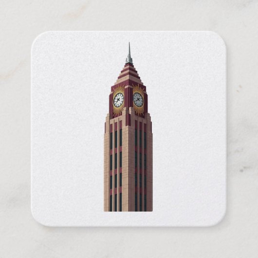  Grand Clock Tower: Art Deco Timekeeper Sticker Vierkante Visitekaartje (Voorkant)