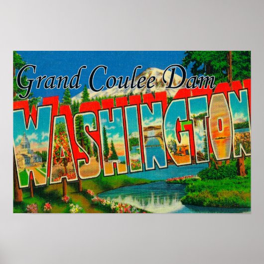 Grand Coulee Dam, Washington - Grote letter Poster (Voorkant)