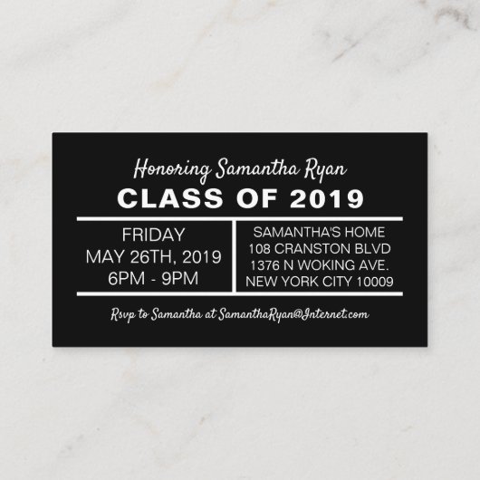 Grand Curtains, Graduation Party Ticket Invitation Informatiekaartje (Achterkant)