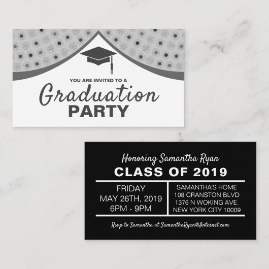 Grand Curtains, Graduation Party Ticket Invitation Informatiekaartje (Voorkant / Achterkant)