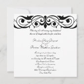 Grand Duchess Black en White Scroll Invitation Kaart (Achterkant)